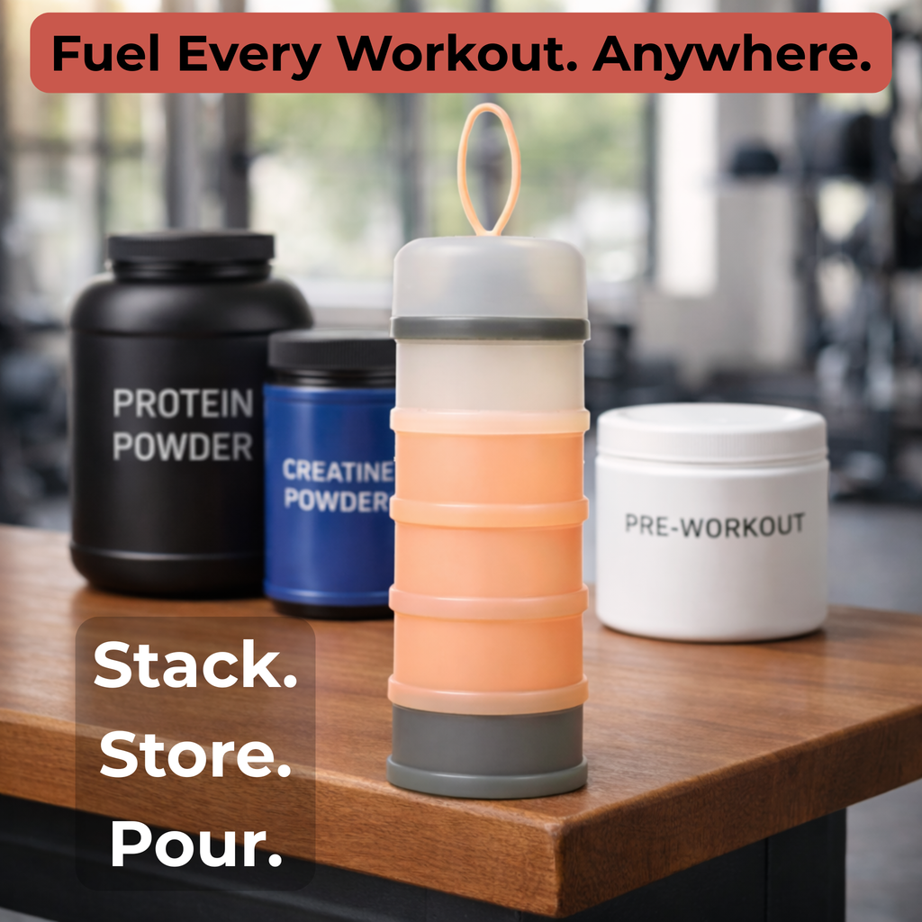 Stackable Protein Powder Storage Containers (2-Pack) – Portable Supplement Organizer for Gym, Meal Prep & Travel