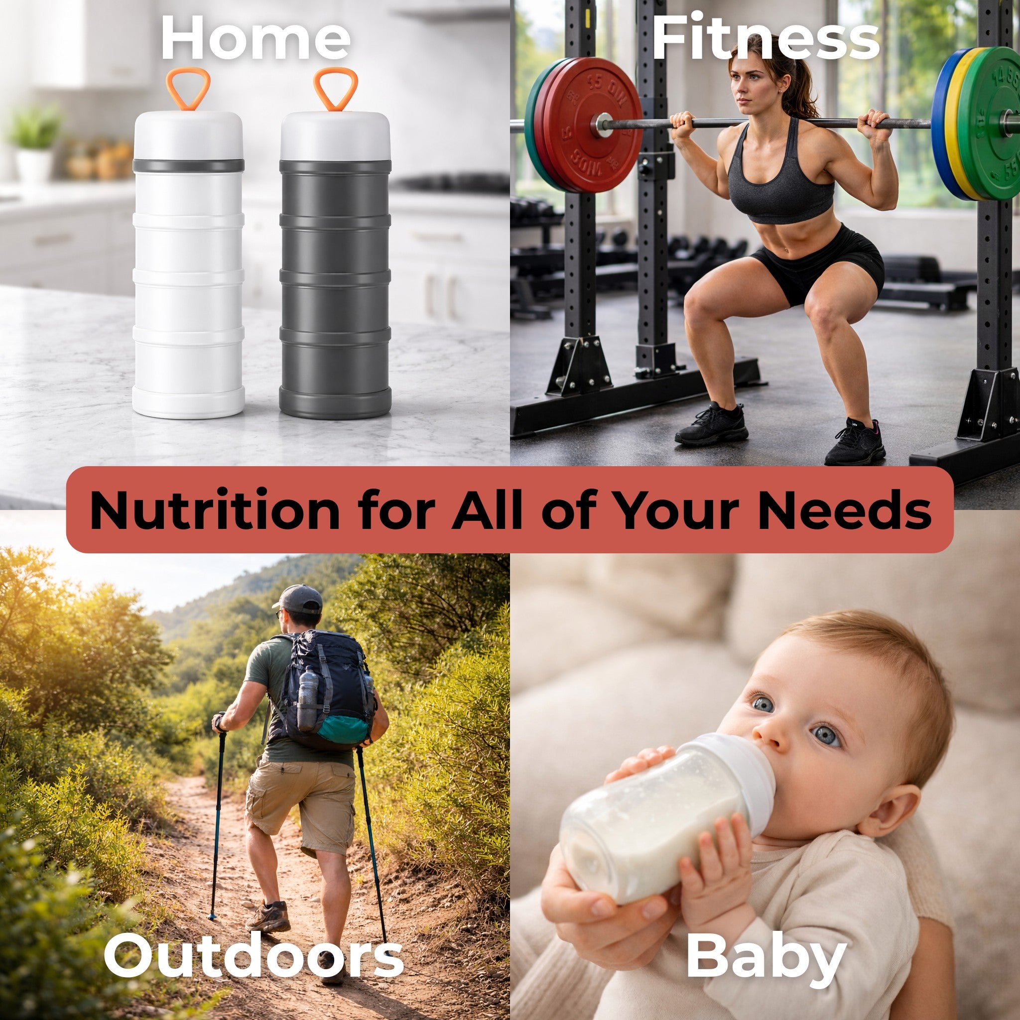 Stackable Protein Powder Storage Containers (2-Pack) – Portable Supplement Organizer for Gym, Meal Prep & Travel